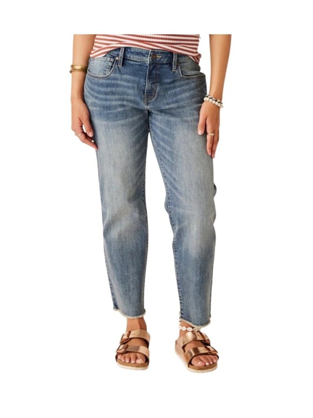 Carve Designs Womens High-Rise Straight-Leg Distressed Hem Jeans Size 10